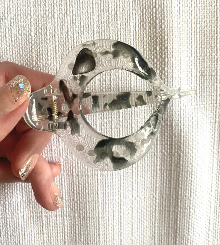 Gray Tortoise Hair Clip- Large