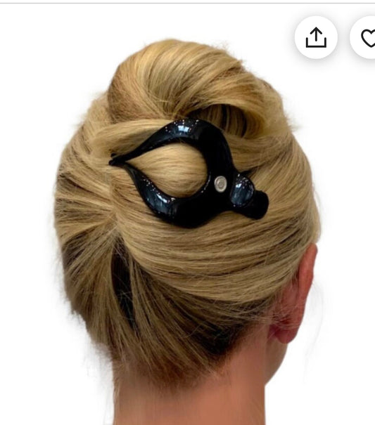 Mandala Black Hair Clip- Large