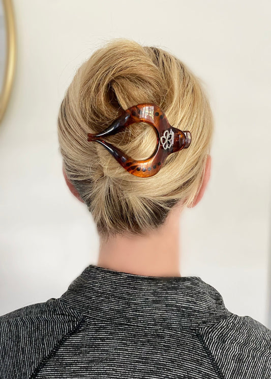 Limited Edition HIBISCUS Brown Hair Clip- Large