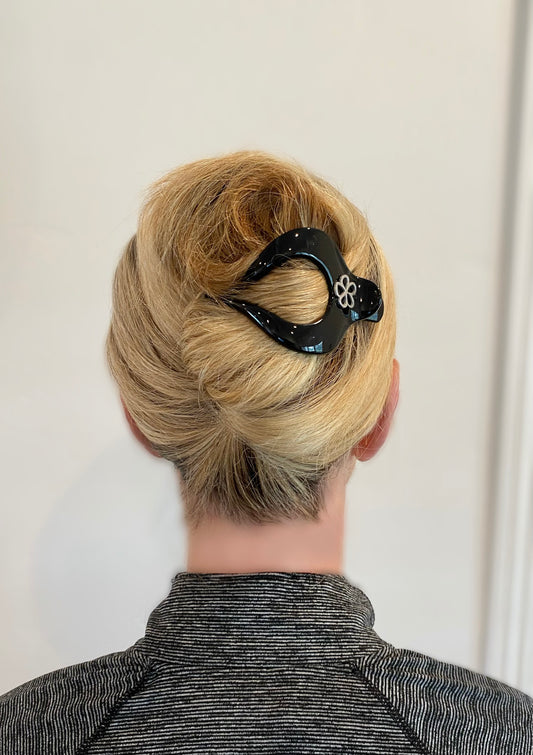 Limited Edition HIBISCUS Black Hair Clip- Large