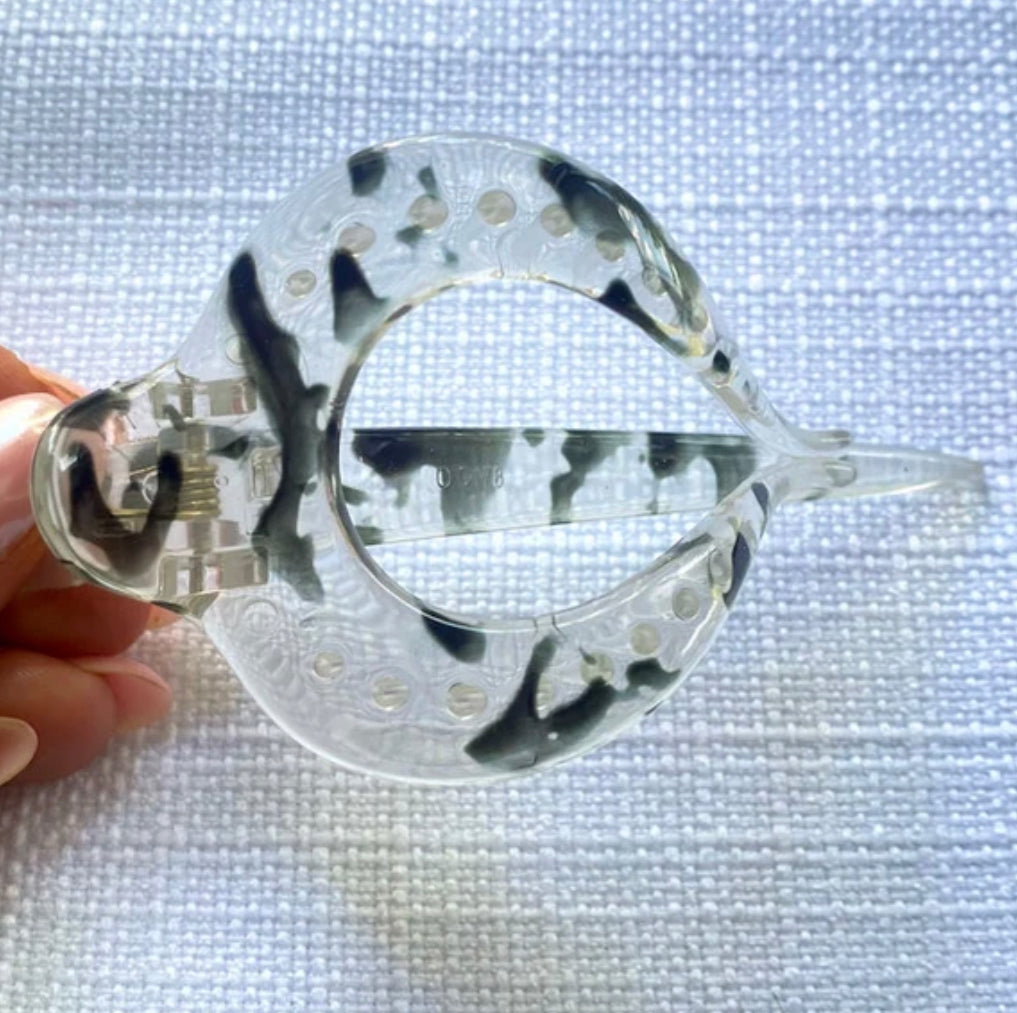 Gray Tortoise Hair Clip- Small